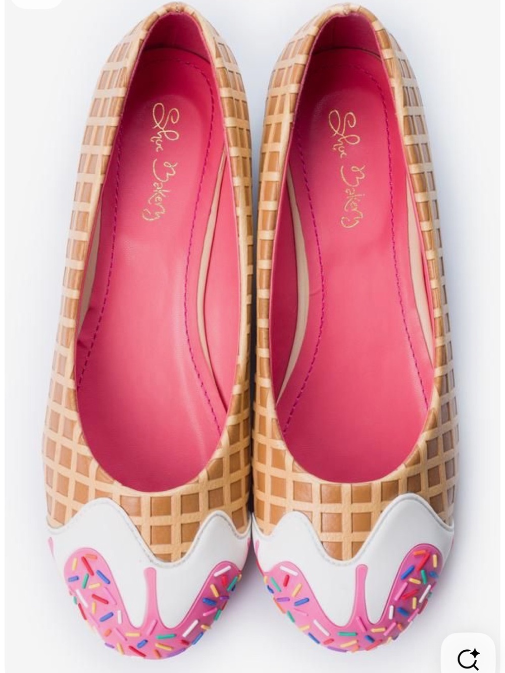 Shoe bakery  Ice Cream Cone Print Ballet Flats - Pink & Tan! 8